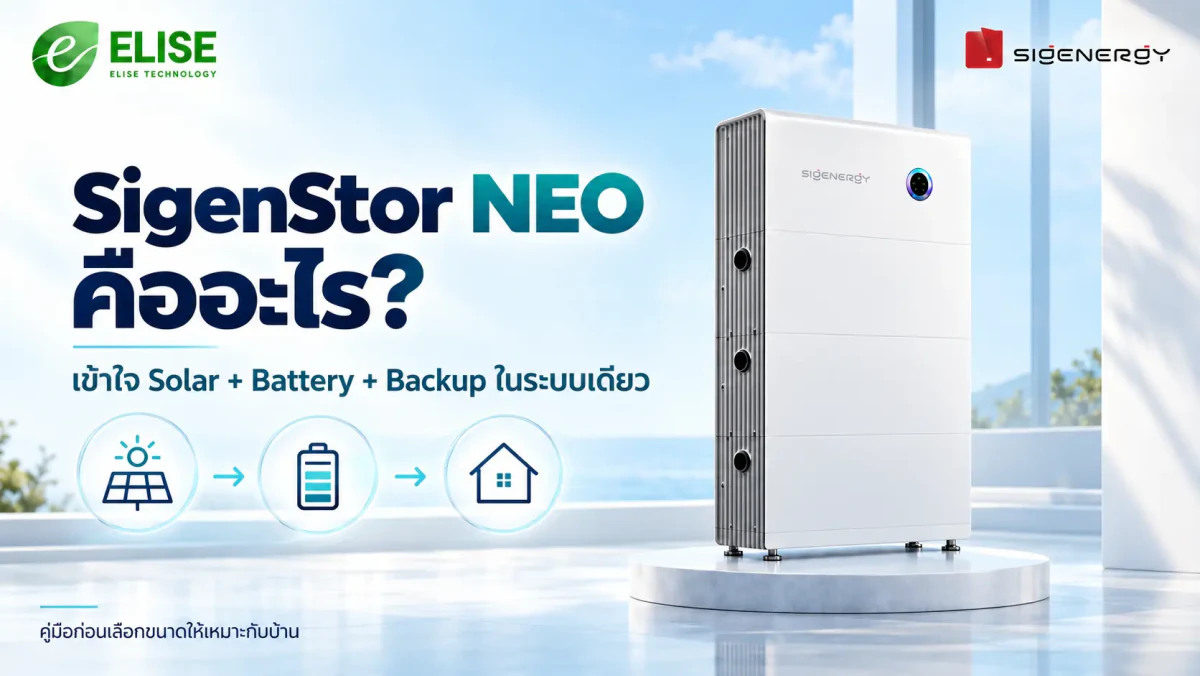 ภาพนำเสนอโซลูชัน SigenStor NEO พร้อมแนวคิด Solar ไปยัง Battery และบ้าน
