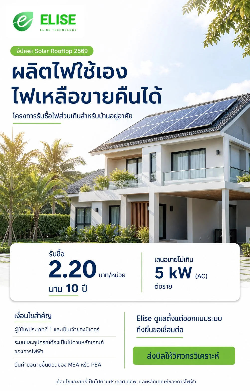 ข้อมูลโครงการ Solar Rooftop ภาคประชาชน ปี 2569 ผลิตไฟใช้เองและเสนอขายไฟฟ้าส่วนเกิน